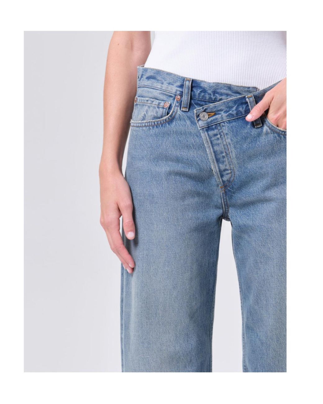 Agolde Blue High-Rise Straight-Leg Jeans