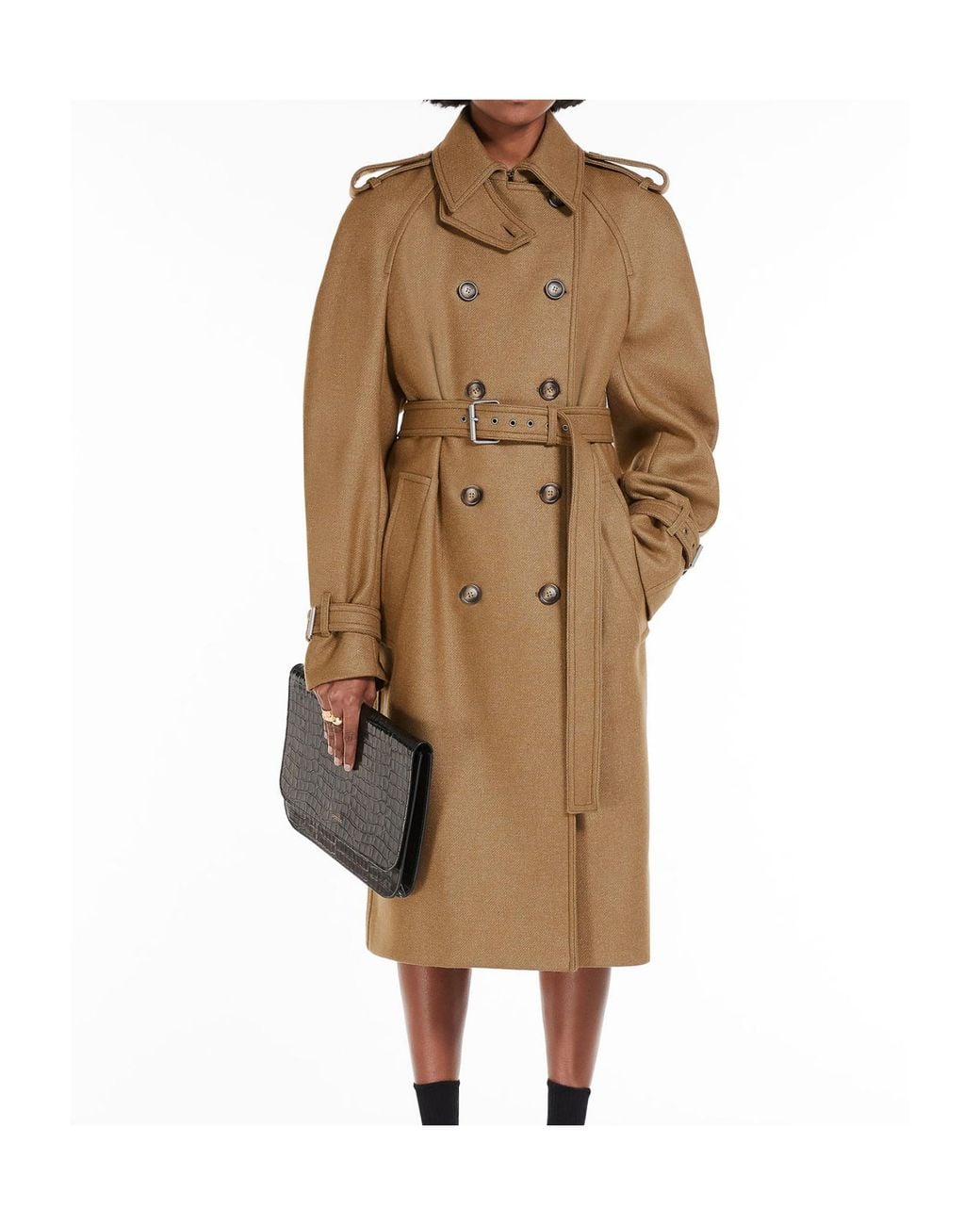Sportmax Natural Double-Breasted Trench Coat
