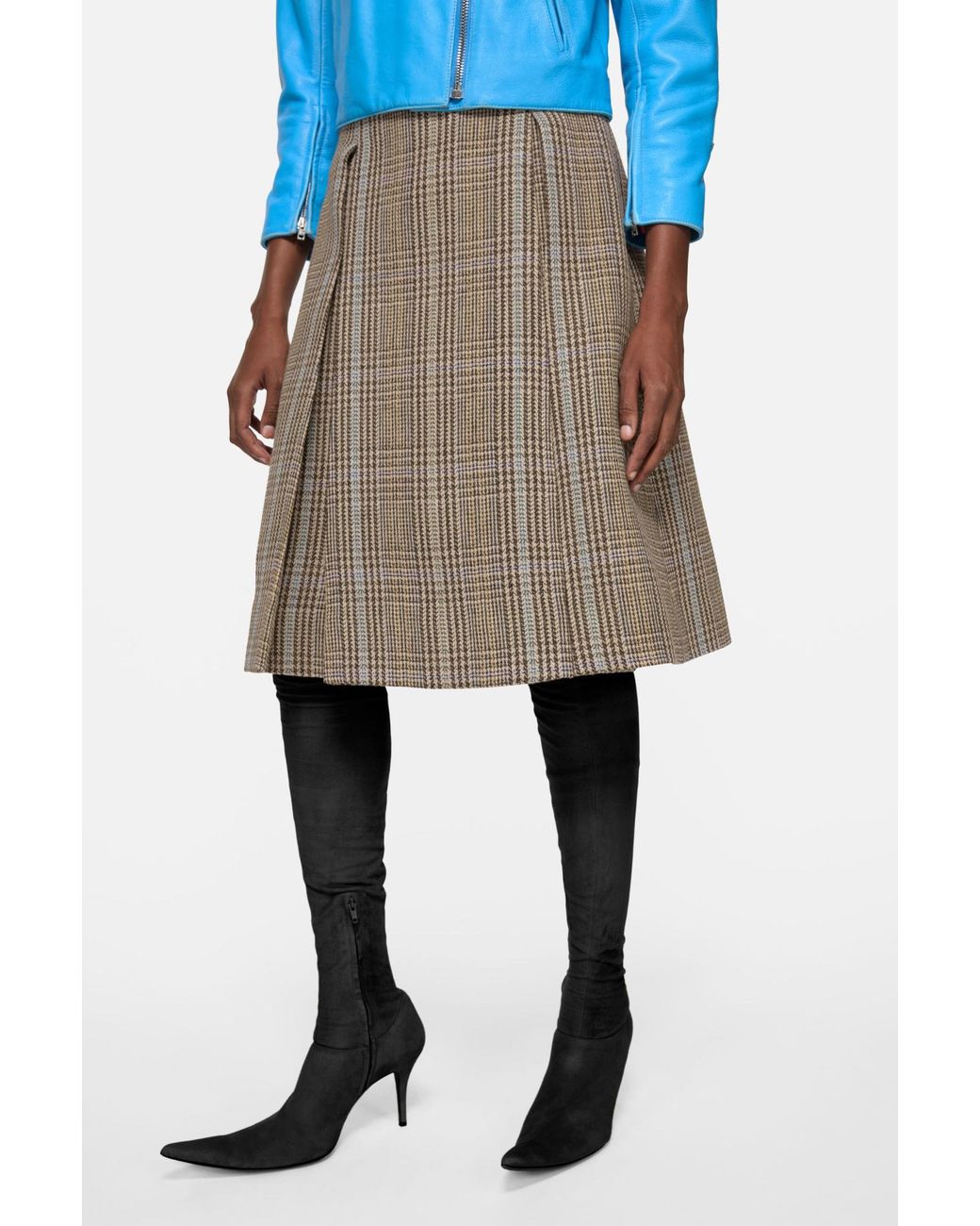 Acne Brown Long Pleated Wool Skirt