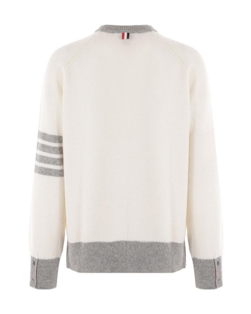 Thom Browne White Crewneck Knitted Jumper for men