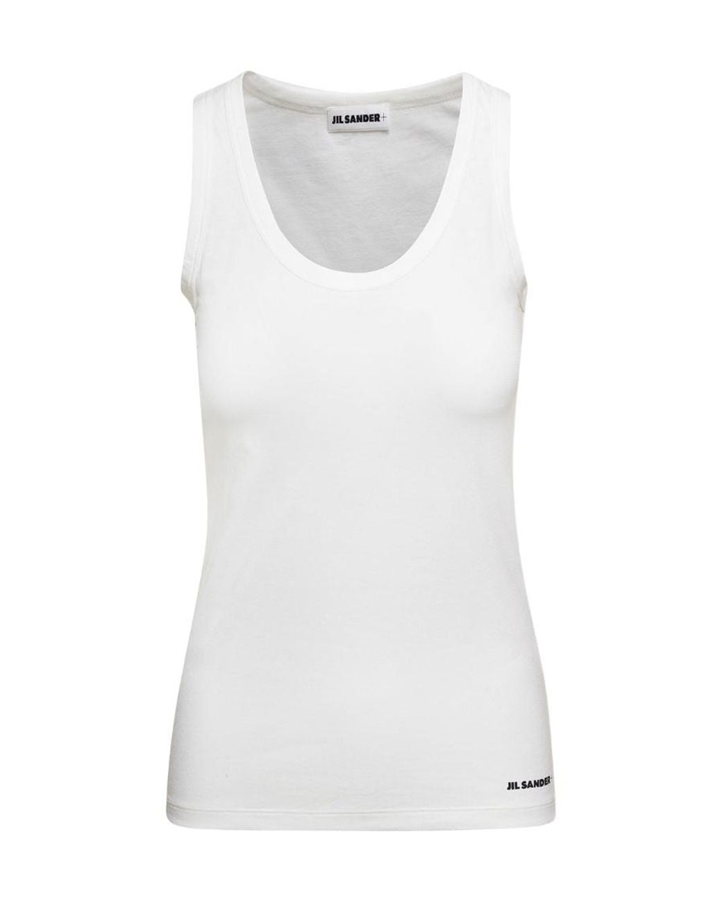 Jil Sander White Logo-Printed Sleeveless Tank Top