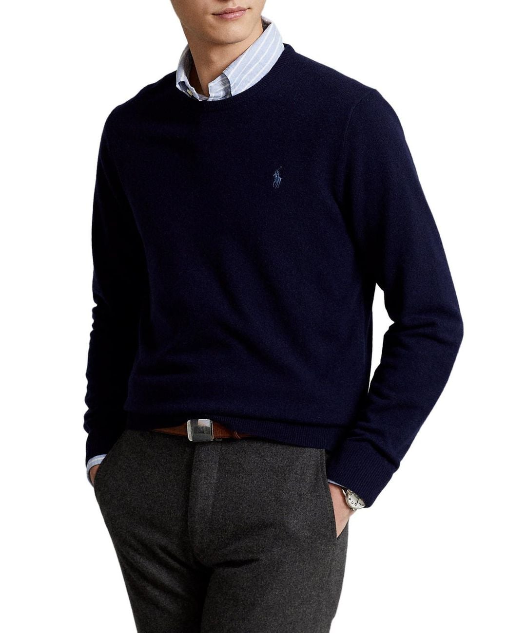 Polo Ralph Lauren Blue Round Collar Long Sleeve Sweater for men