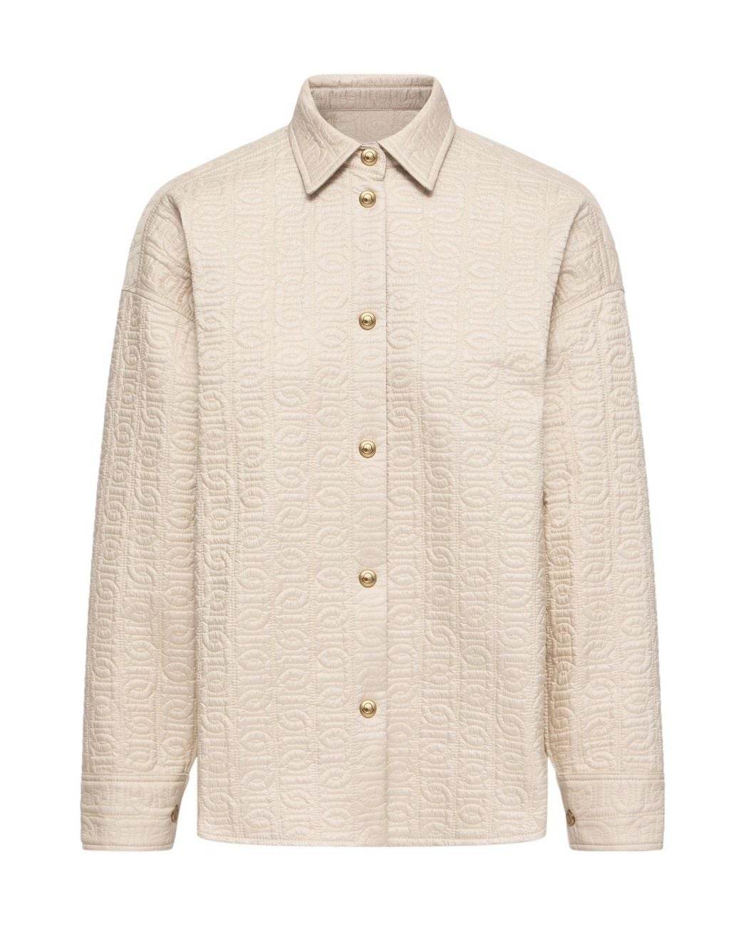 Moncler Natural Quilted Chain Motif Shirt Jacket