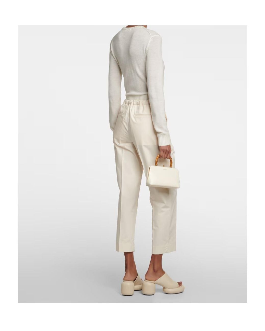 Jil Sander Natural High-Rise Cotton Pants