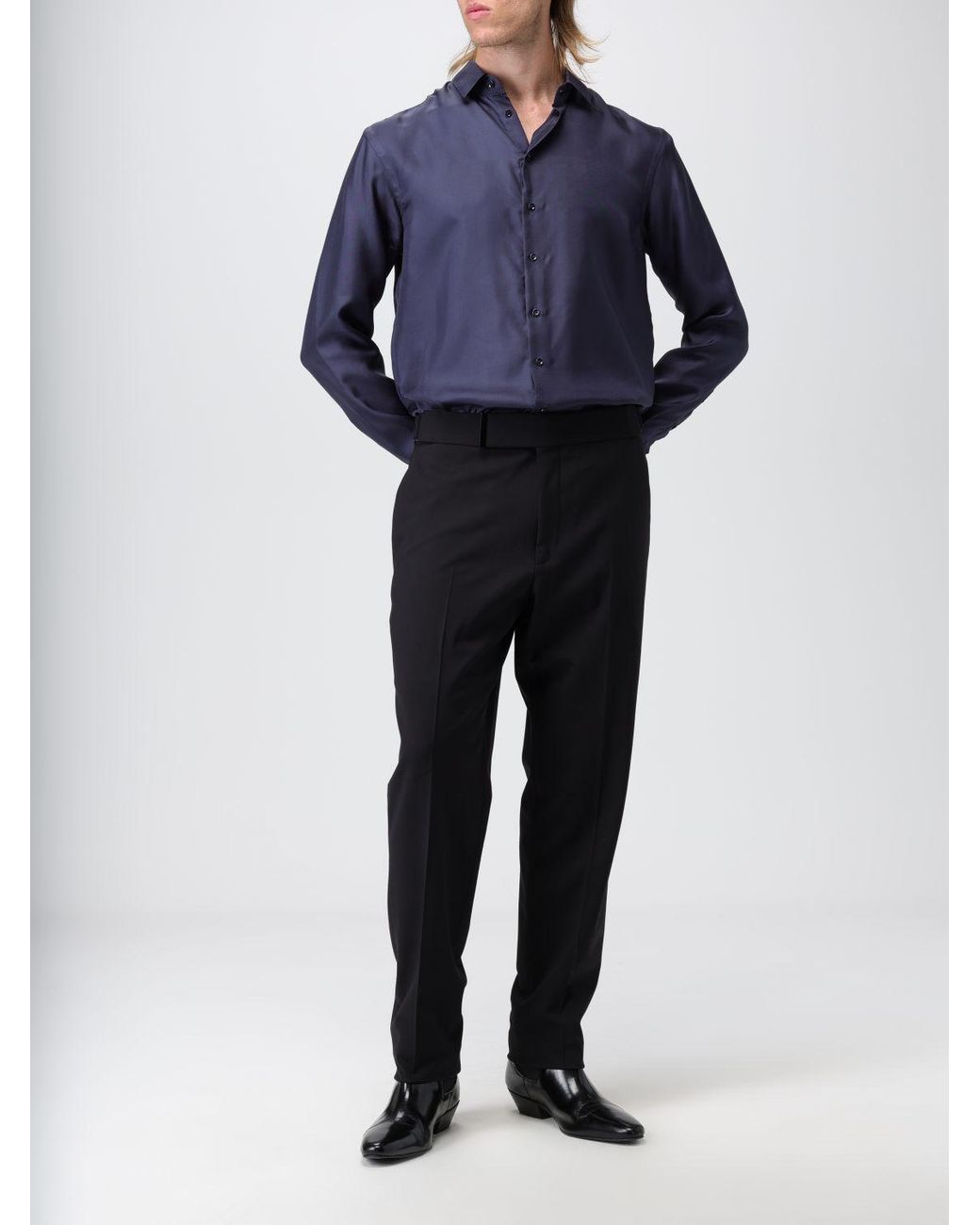 Tom Ford Blue Slim Fit Tapered Trousers for men