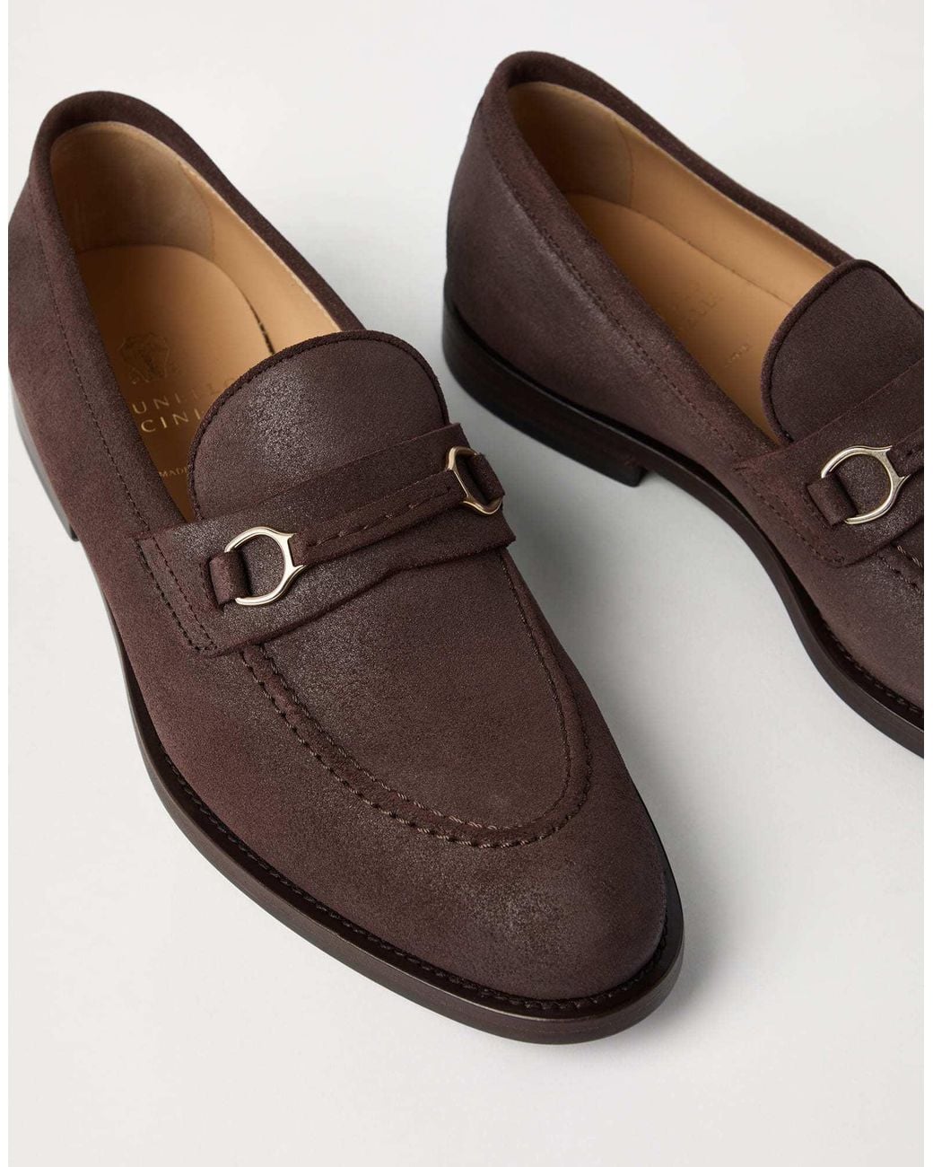 Brunello Cucinelli Brown Slip On Flat Shoes for men