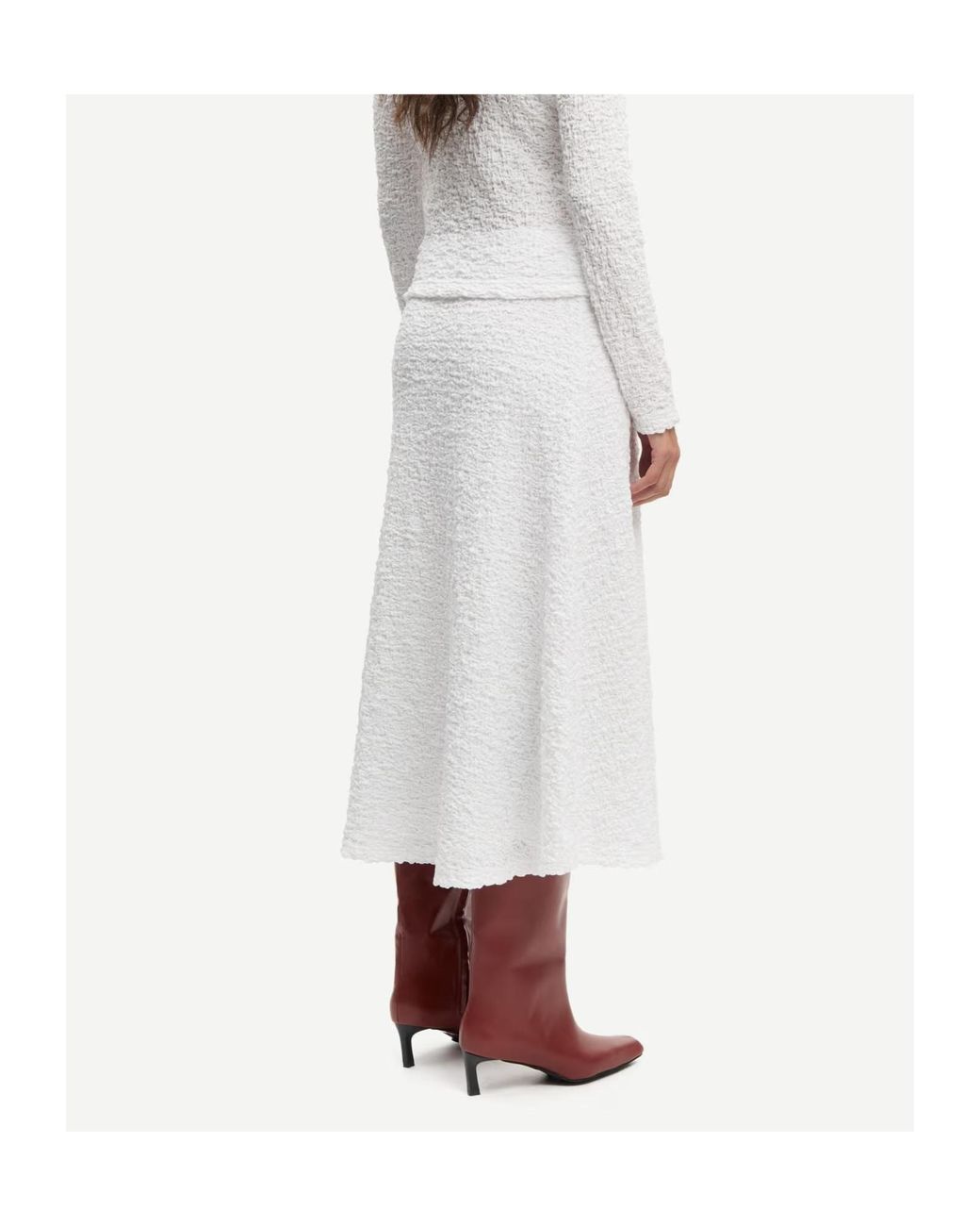 Samsøe & Samsøe White Samsøe Samsøe Sadaisy Textured Midi Skirt
