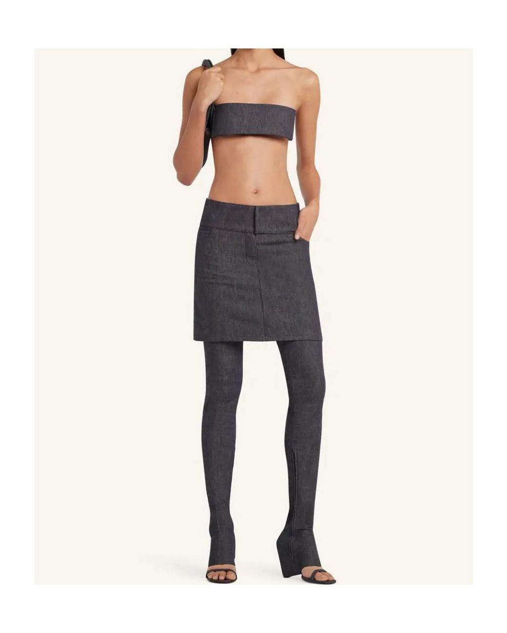 Courreges Black Courrèges Belted Denim Mini Skirt