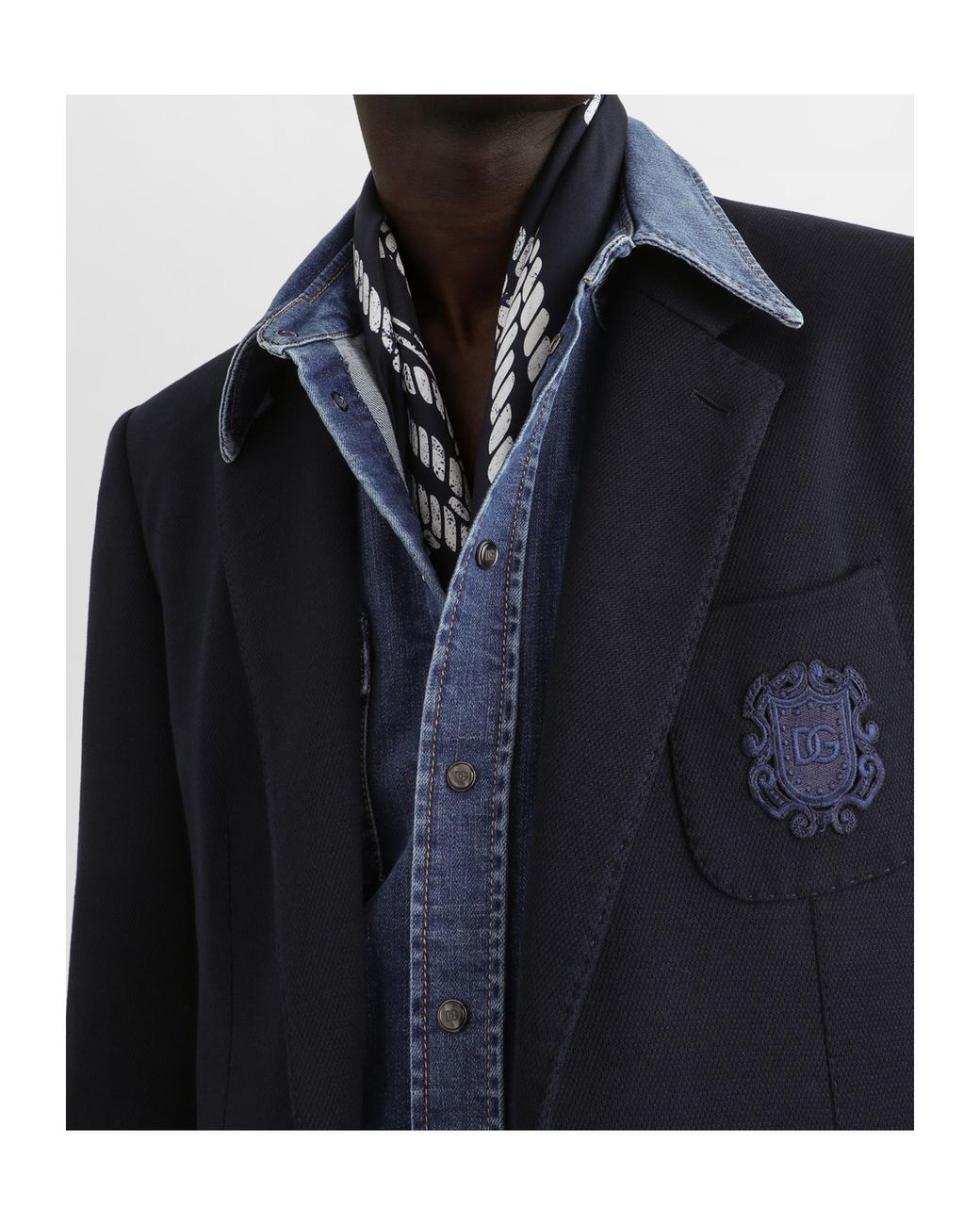 Dolce & Gabbana Blue Crest Single Vent Blazer for men