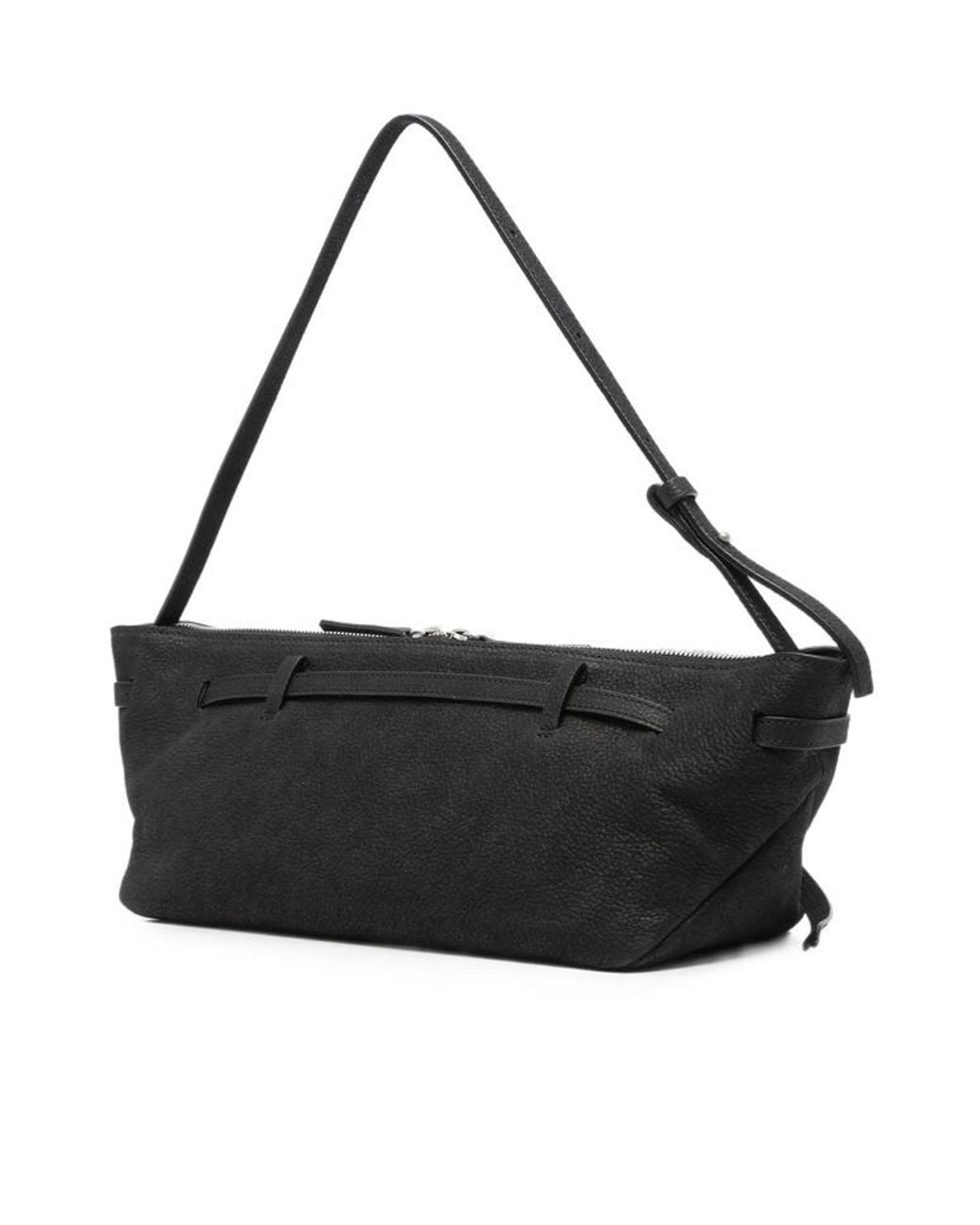 MARGE SHERWOOD Black Lace-Up Detail Shoulder Bag