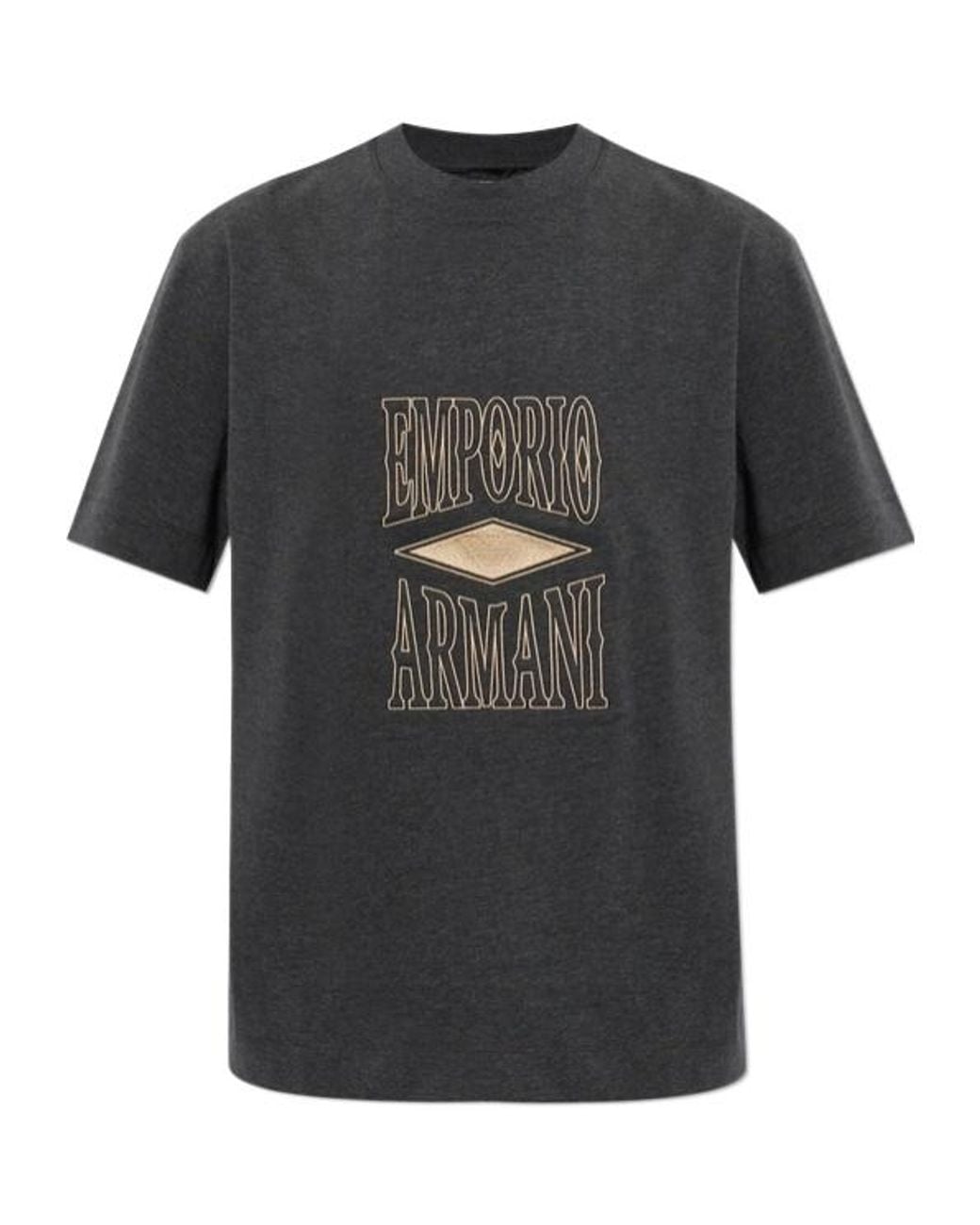 Emporio Armani Black Embroidered Logo T-Shirt for men