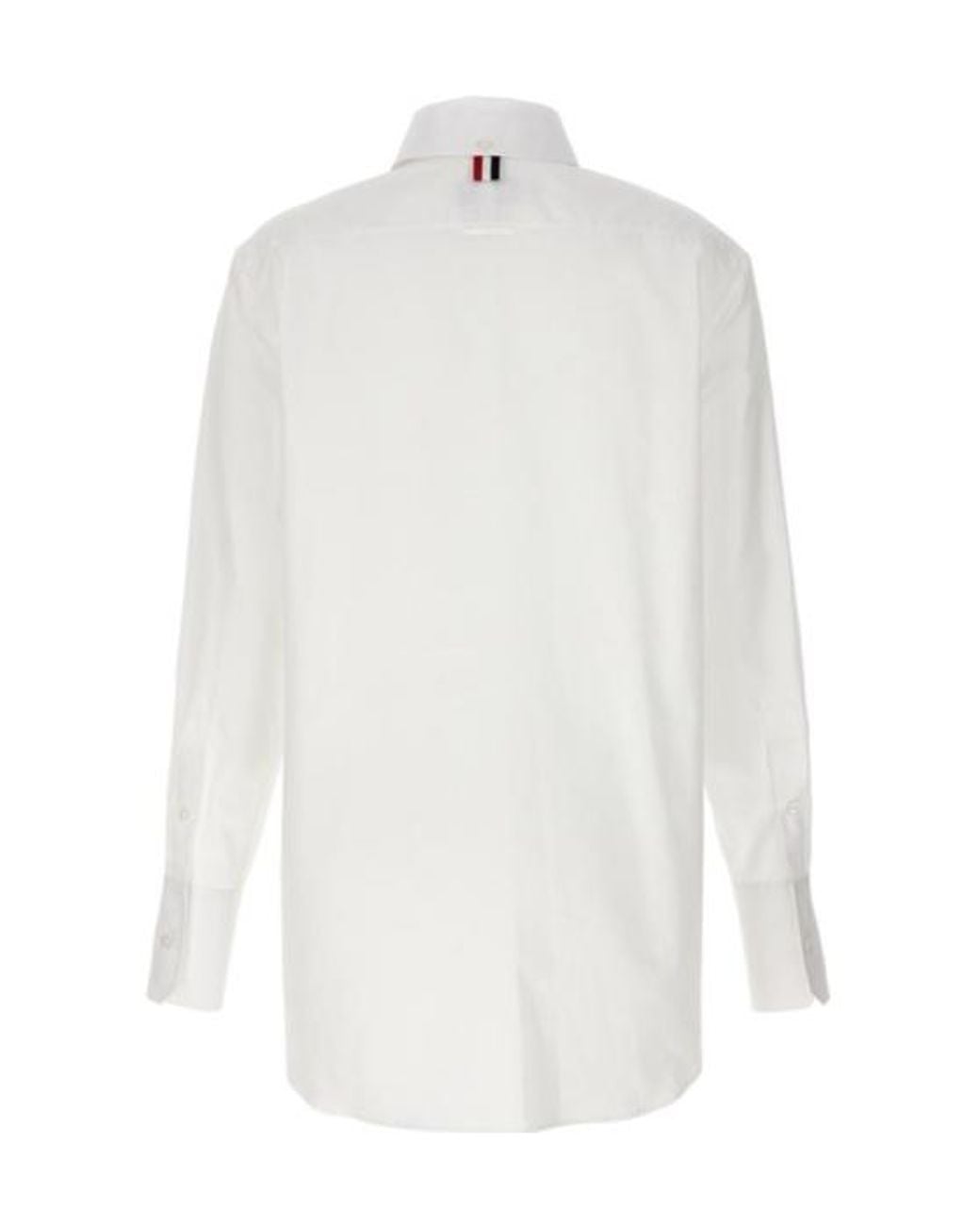 Thom Browne White Logo Patch Buttoned Shirt