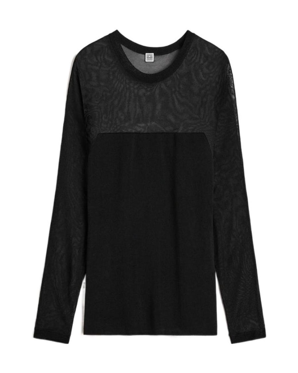 Totême Black Totême Semi Sheer Long-Sleeved Top