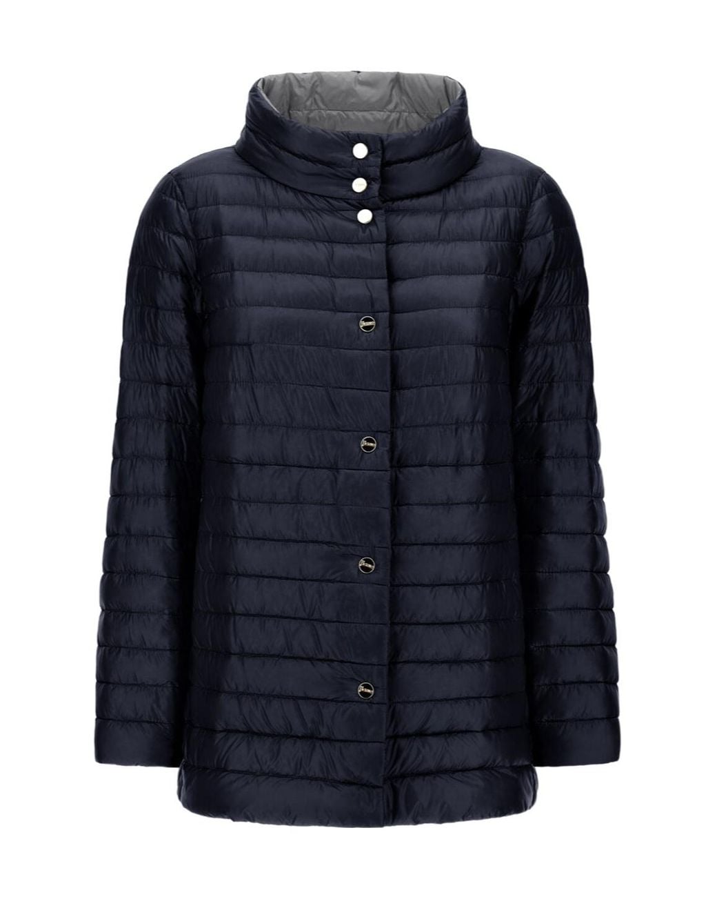 Herno Blue Reversible A-Shape Jacket With Contrasting Colors