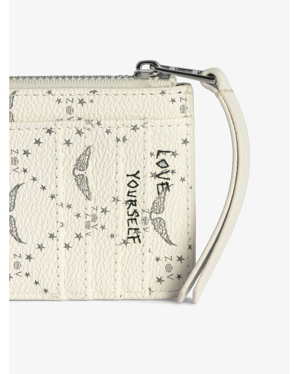 Zadig & Voltaire White Zv Logo Plaque Cardholder