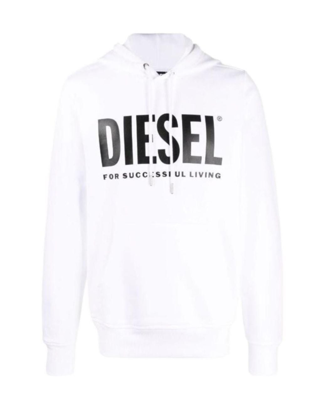 DIESEL White Logo-Printed Cotton Hoodie for men