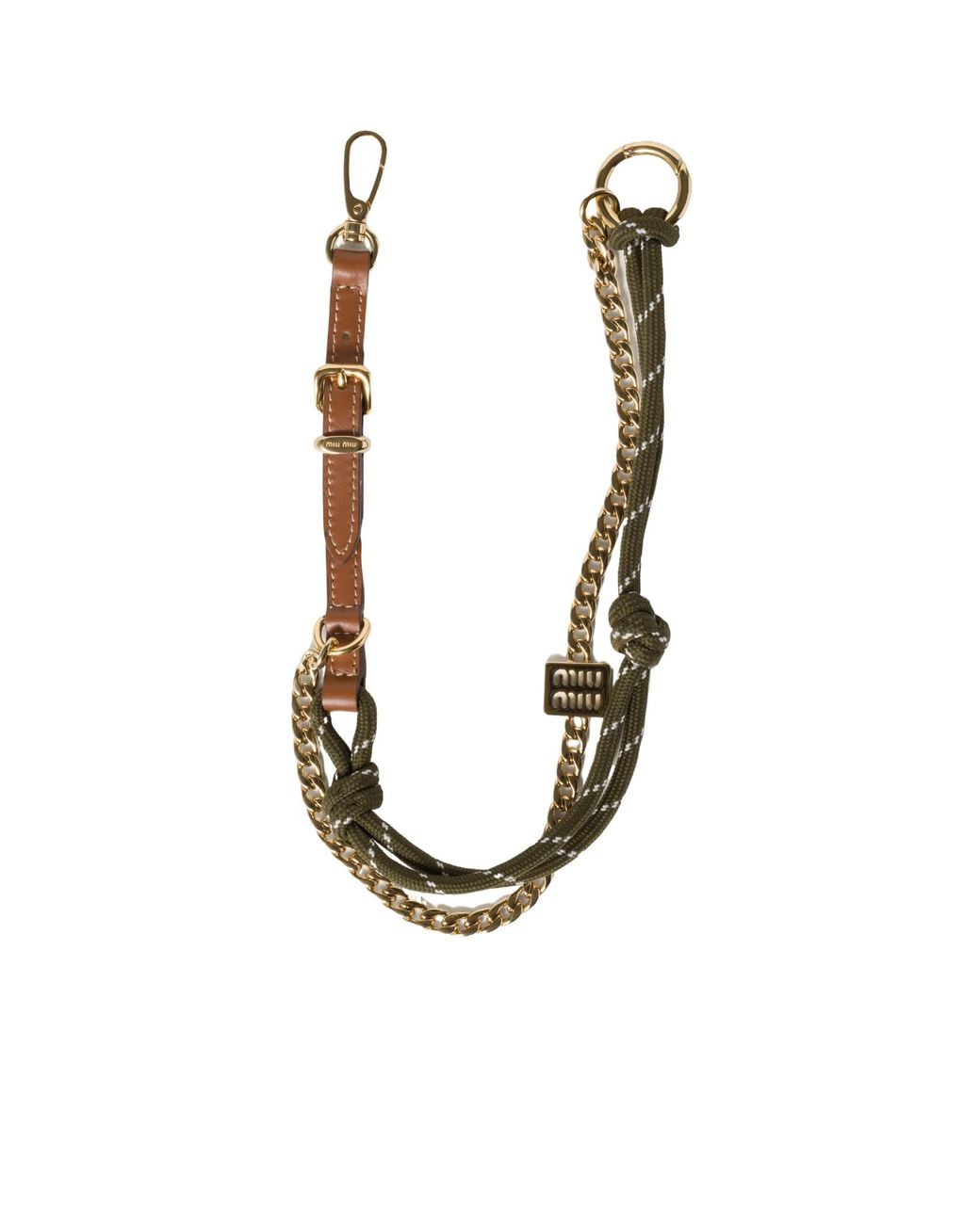 Miu Miu Metallic Logo-Engraved Chain-Linked Keyring