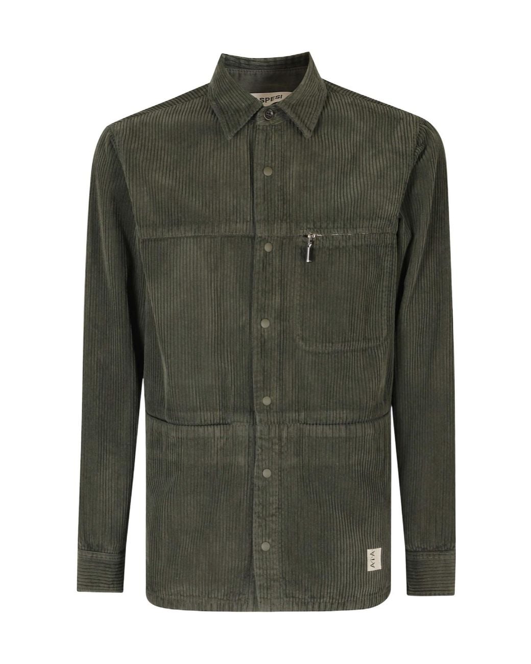 Aspesi Green Corduroy Long Sleeve Shirt for men