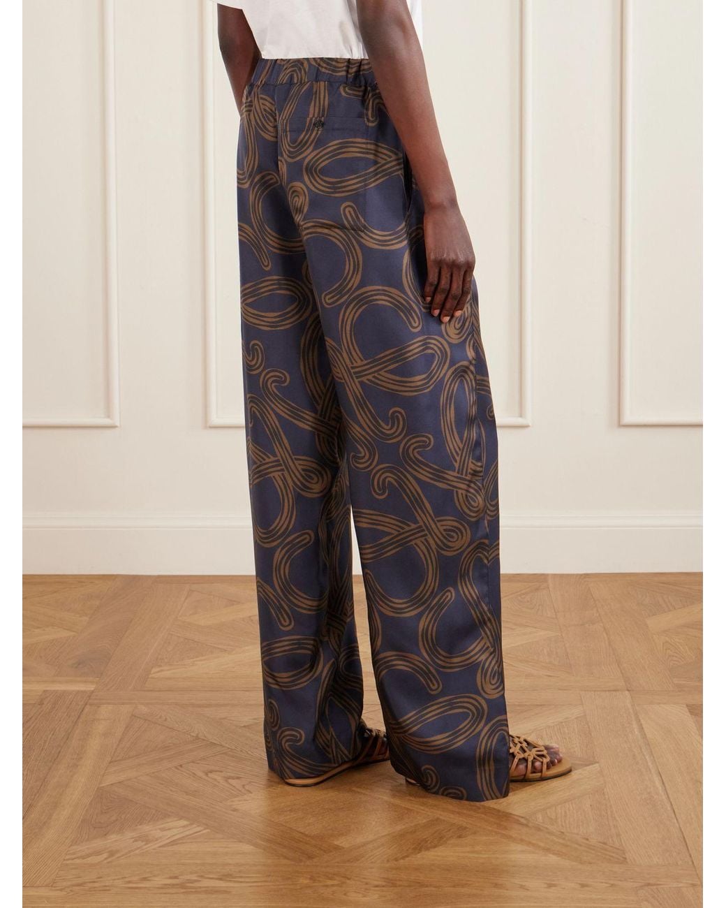 Loewe Blue Paula's Ibiza Printed Mid-Rise Straight-Leg Silk Pants