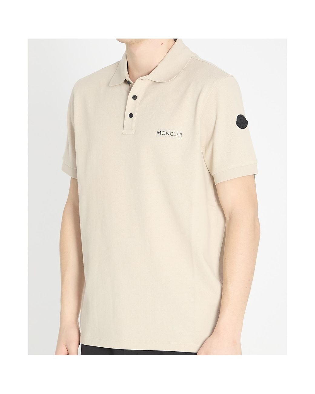 Moncler Natural Logo Patch Short-Sleeve Polo Shirt for men