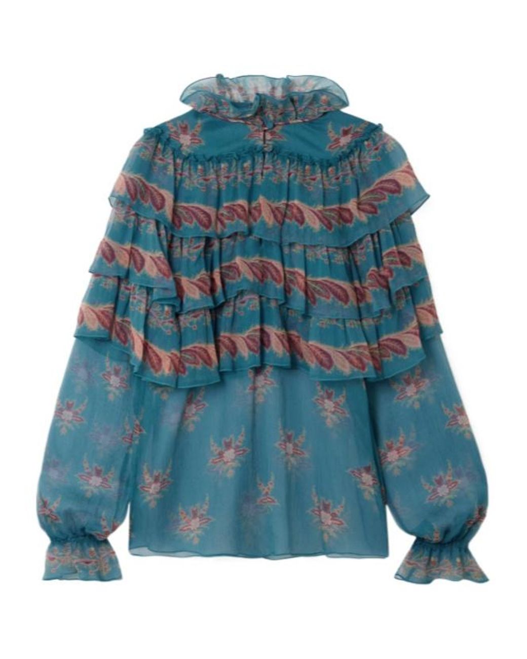 Etro Blue Silk Blouse With Placed Print