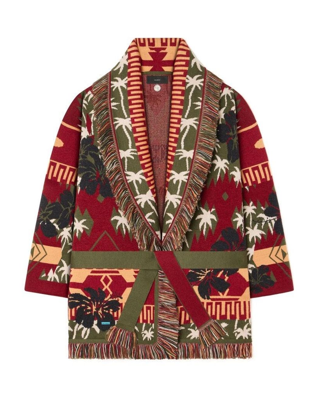 Alanui Red Hibiscus Bloom Cardigan