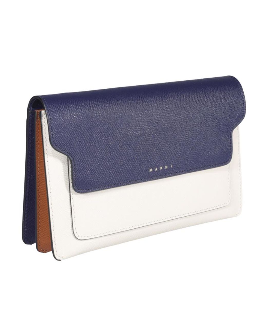 Marni Blue Two-Tone Leather Shoulder Bag