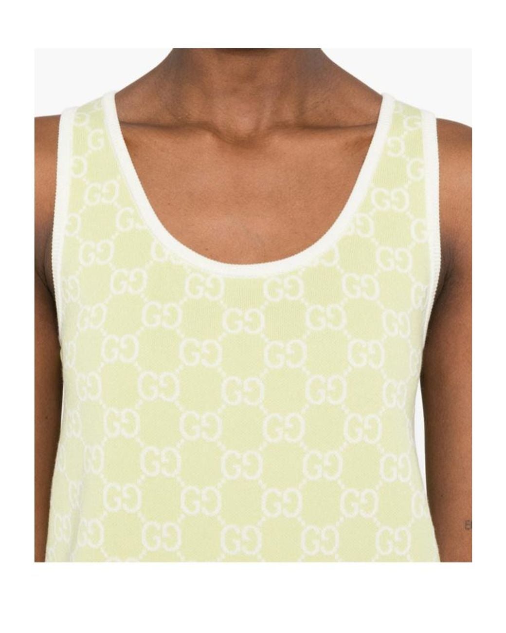Gucci Green Monogrammed Intarsia Sleeveless Knit Dress