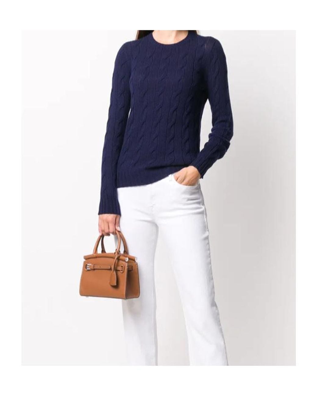 Ralph Lauren Blue Cable Knit Cashmere Jumper