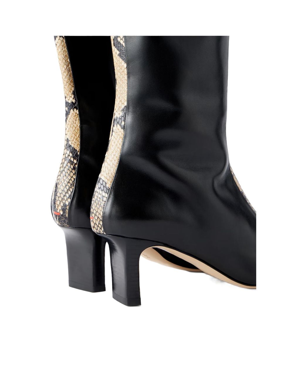 Aeyde Black Snake-Effect Leather Knee-Boots