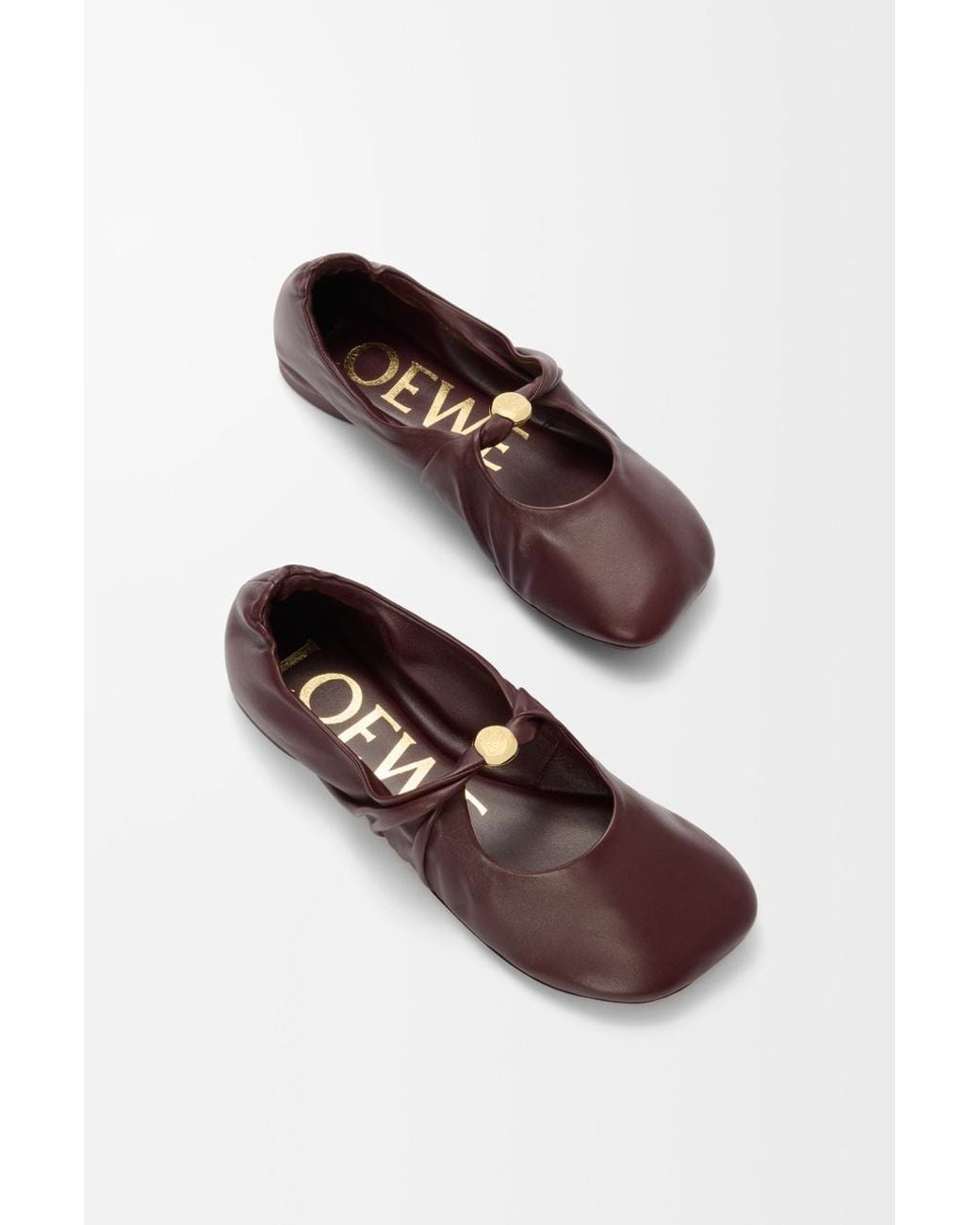 Loewe Brown Pebble Soft Ballerina Shoes