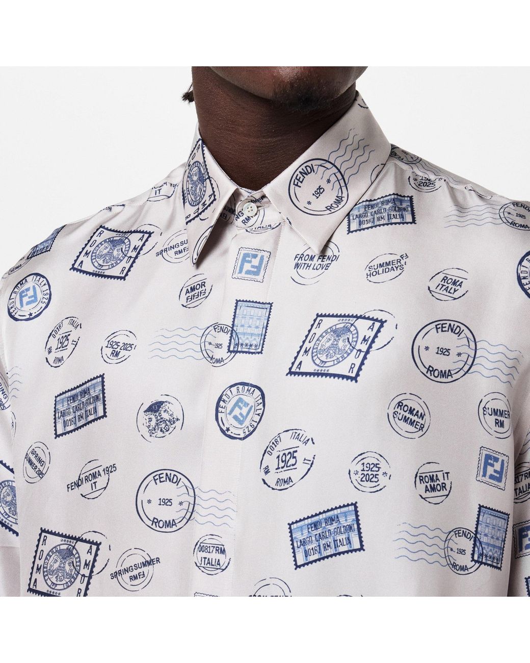 Fendi White Short-Sleeve Patterned Shirt for men