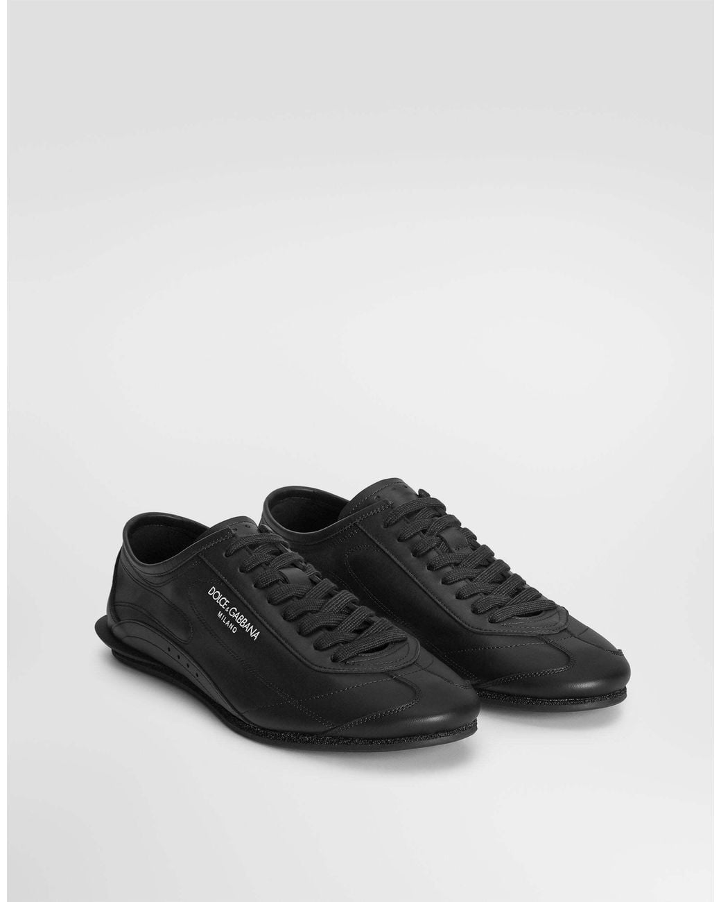 Dolce & Gabbana Black Lipari Logo Printed Sneakers for men