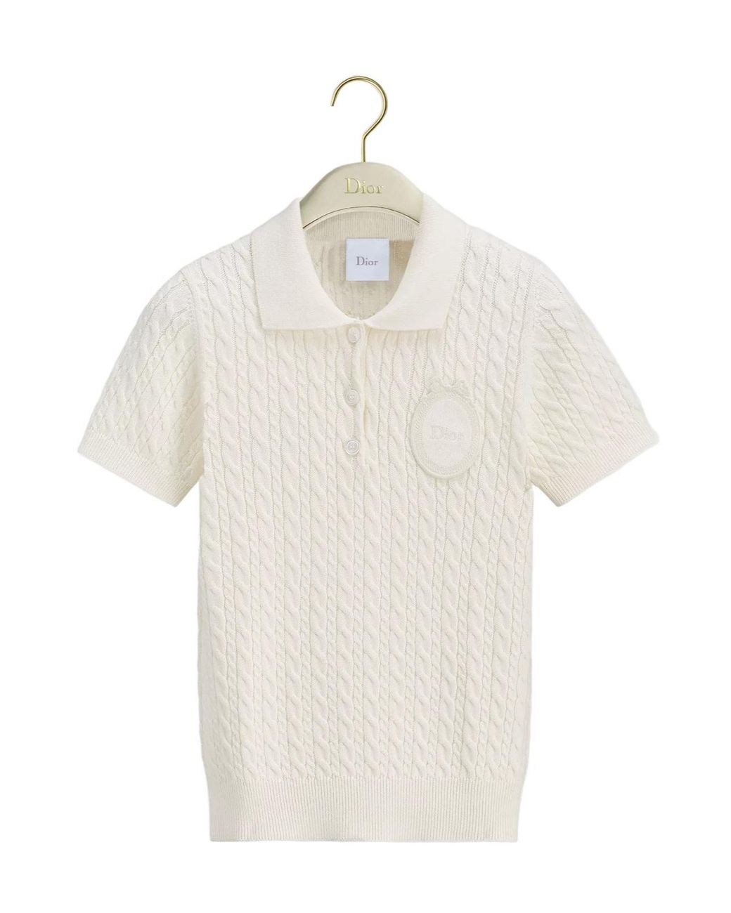 Dior White Short-Sleeved Wool Knit Top