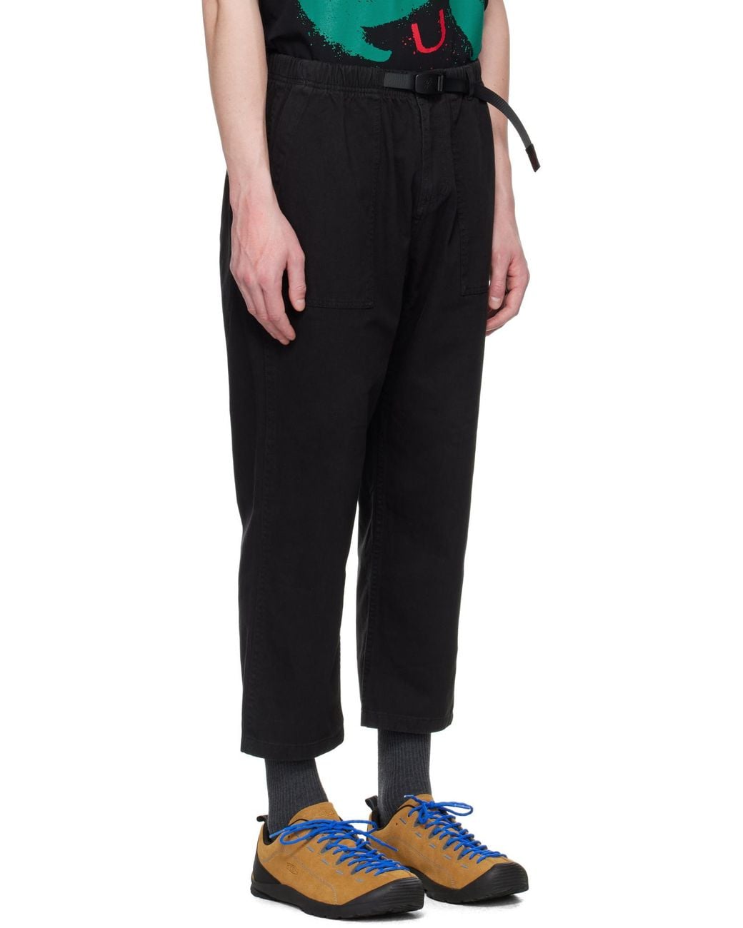 Gramicci Black Buckle-Fastening Cotton Cropped Trousers for men
