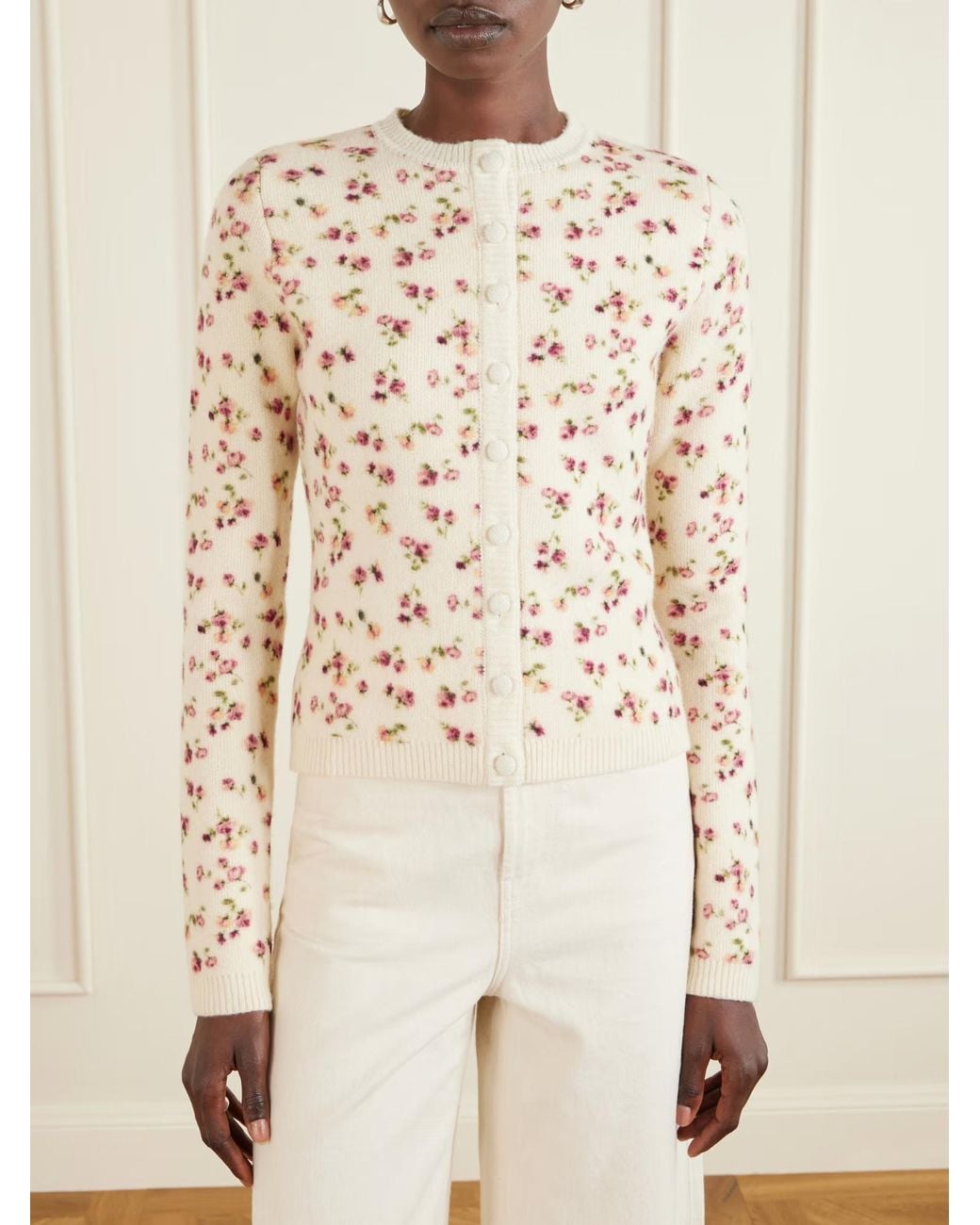 Magda Butrym White Printed Wool Blend Cardigan