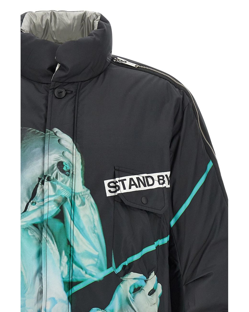 Undercover Blue Heldon Print Down Jacket for men