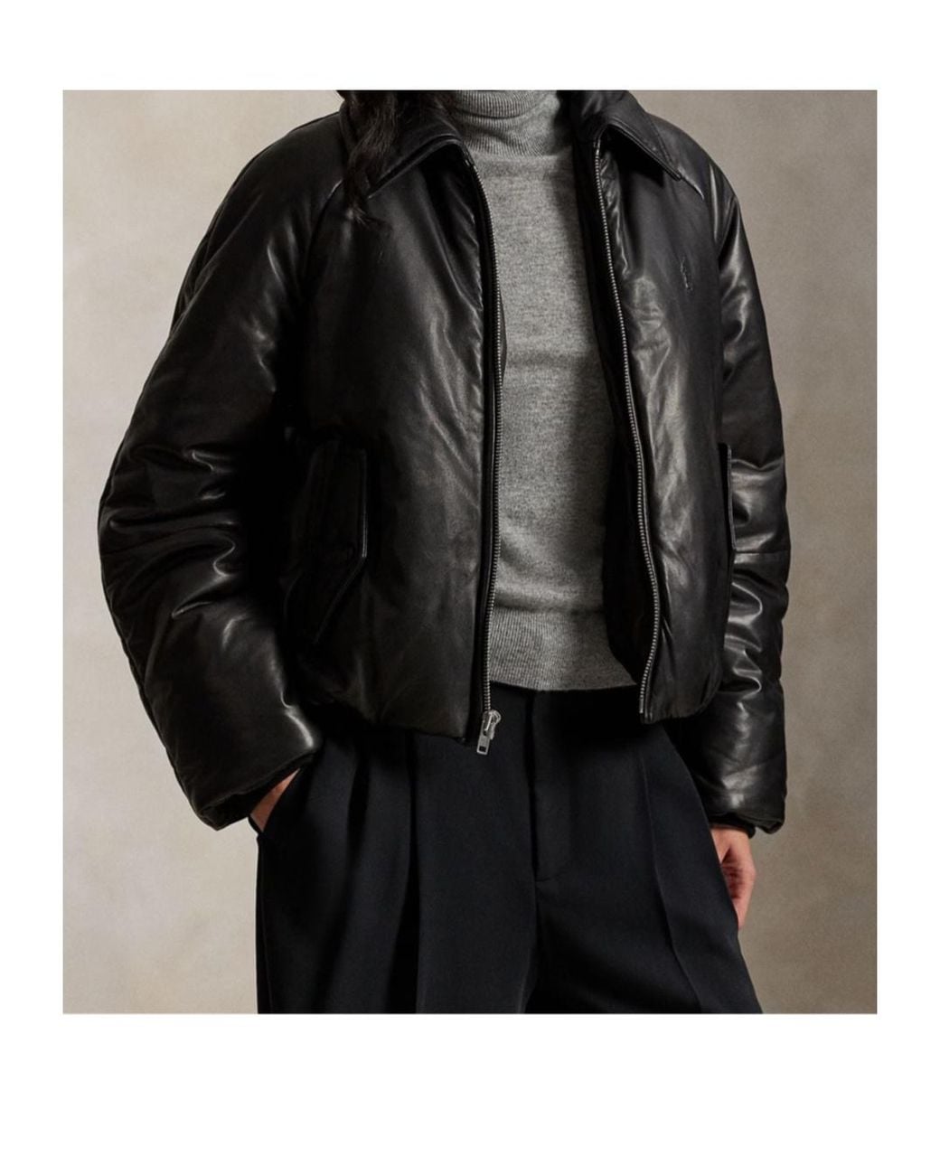 Polo Ralph Lauren Black Bomber Leather Jacket