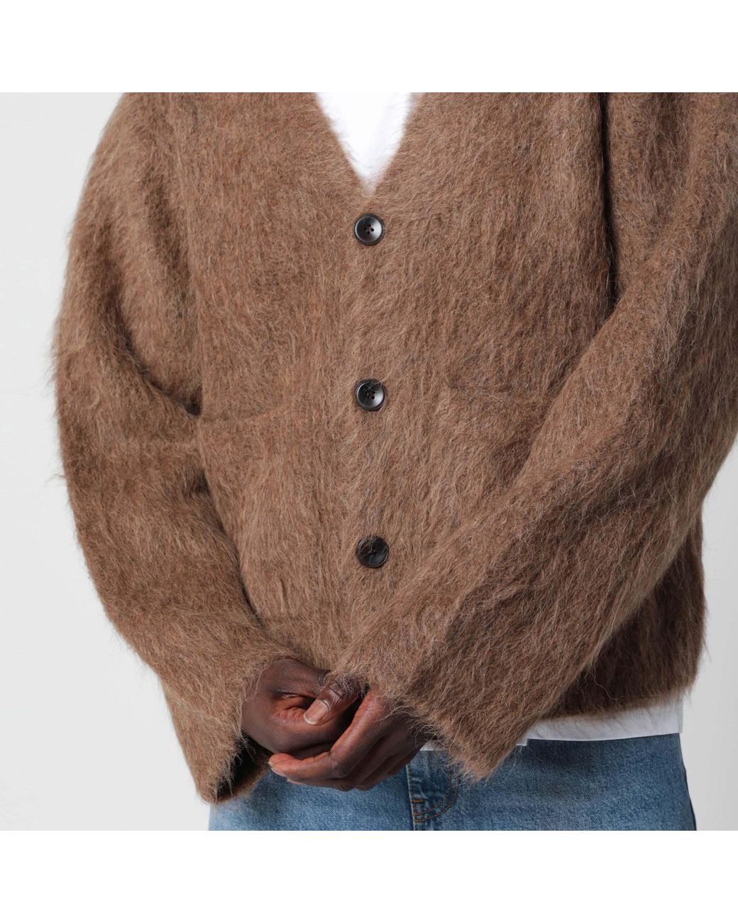 Séfr Brown V-Neck Knit Top for men