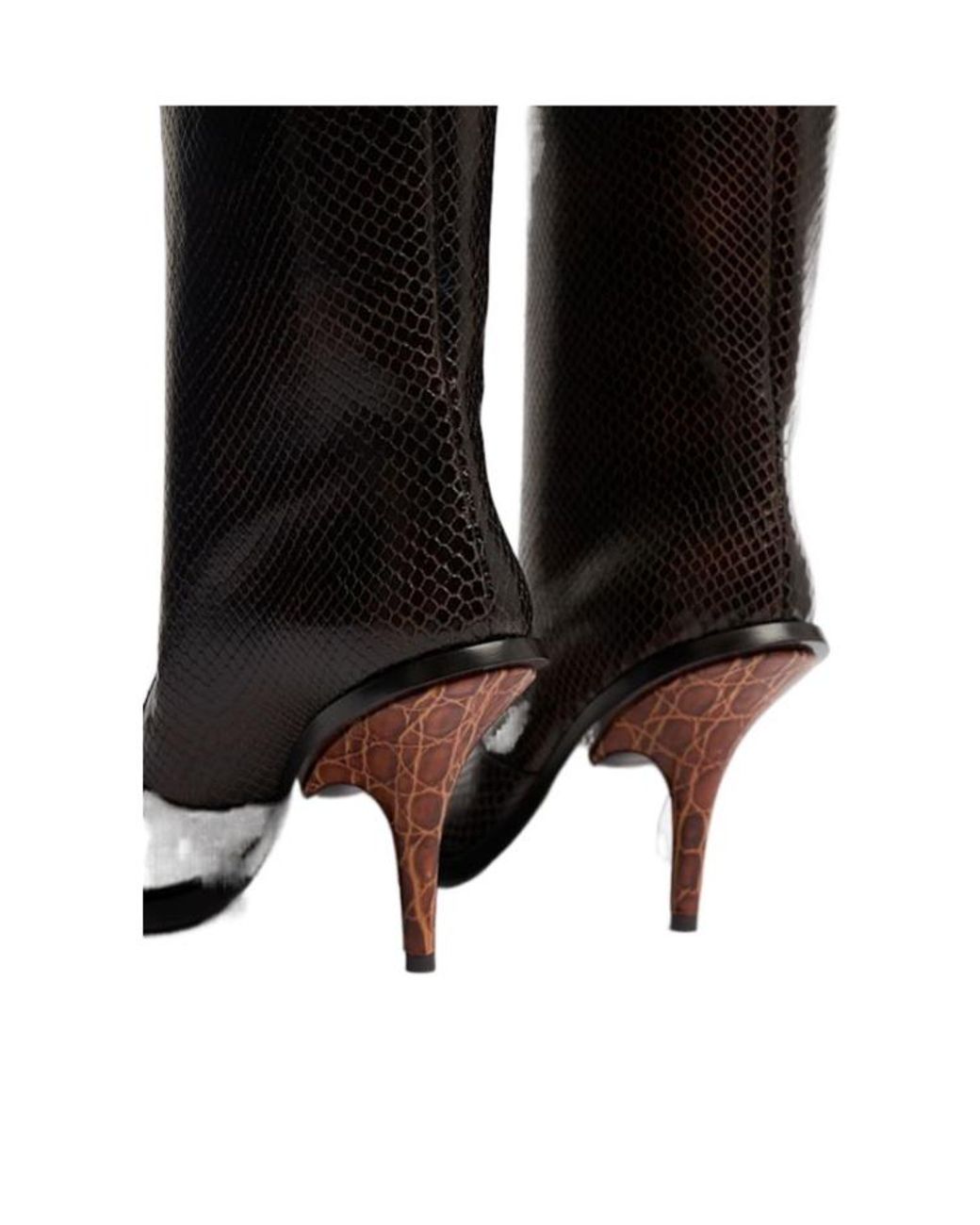 Dries Van Noten Black 105Mm Python Embellished High Boots