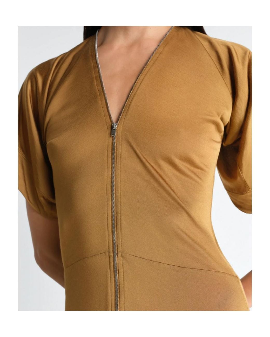 Lemaire Metallic V-Neck Zipped Dress