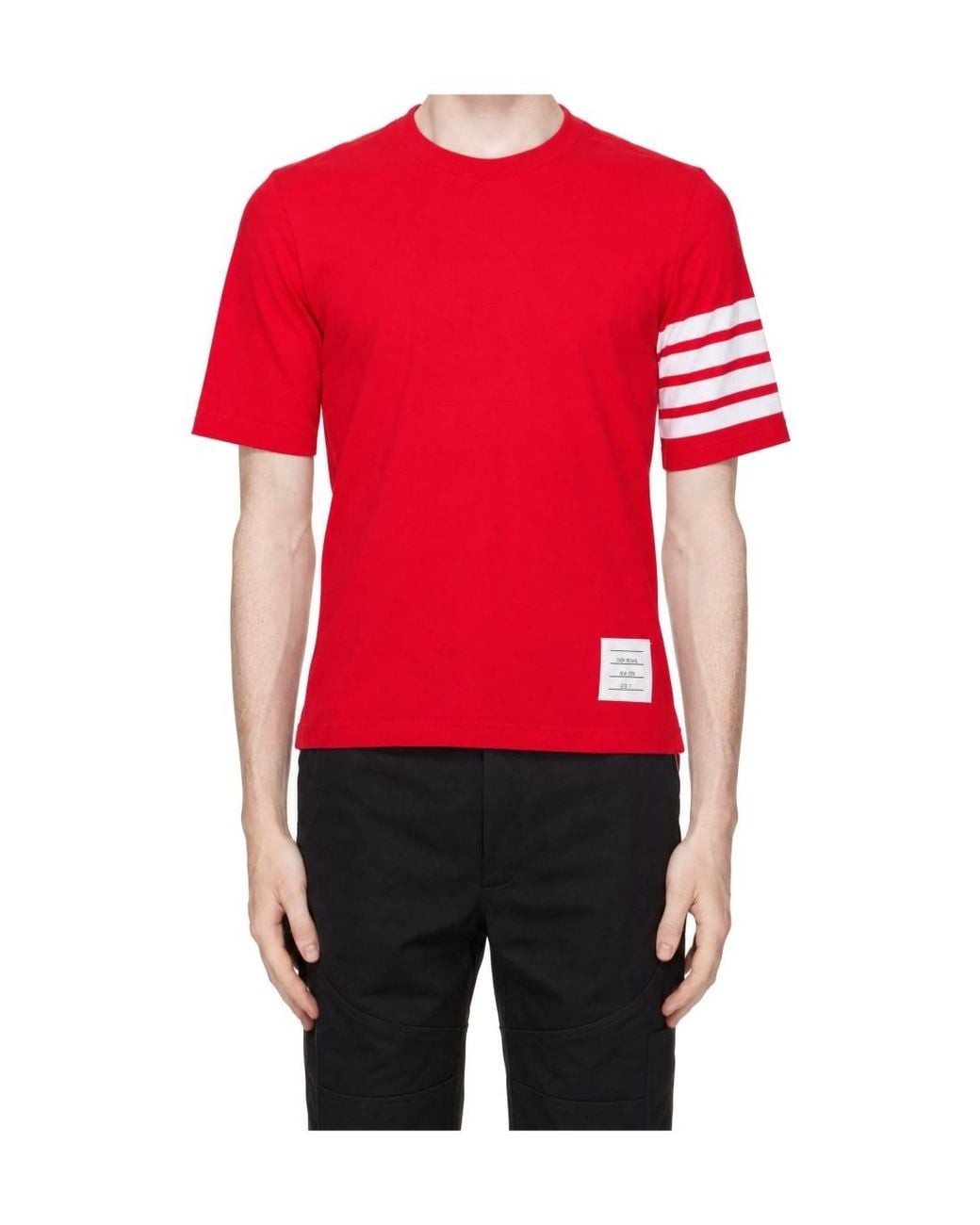 Thom Browne Red Jersey 4-Bar Short Sleeve T-Shirt for men