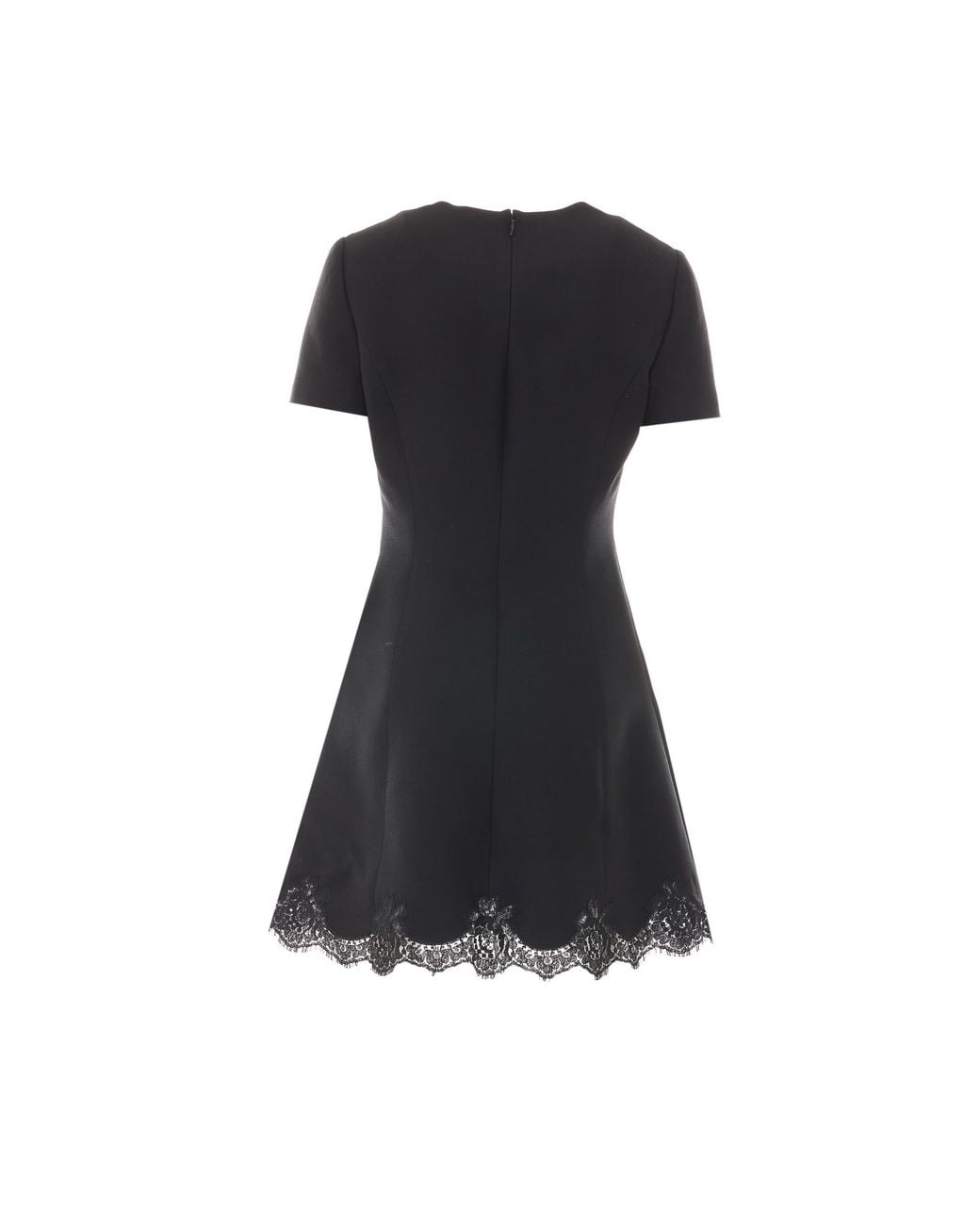 Valentino Black Lace Hem Crewneck Dress