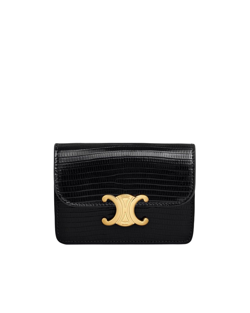 Céline Black Card Holder With Flap Triomphe