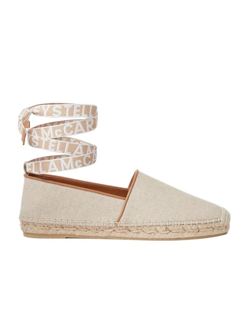 Stella McCartney White Logo-Lettering Flat Espadrilles