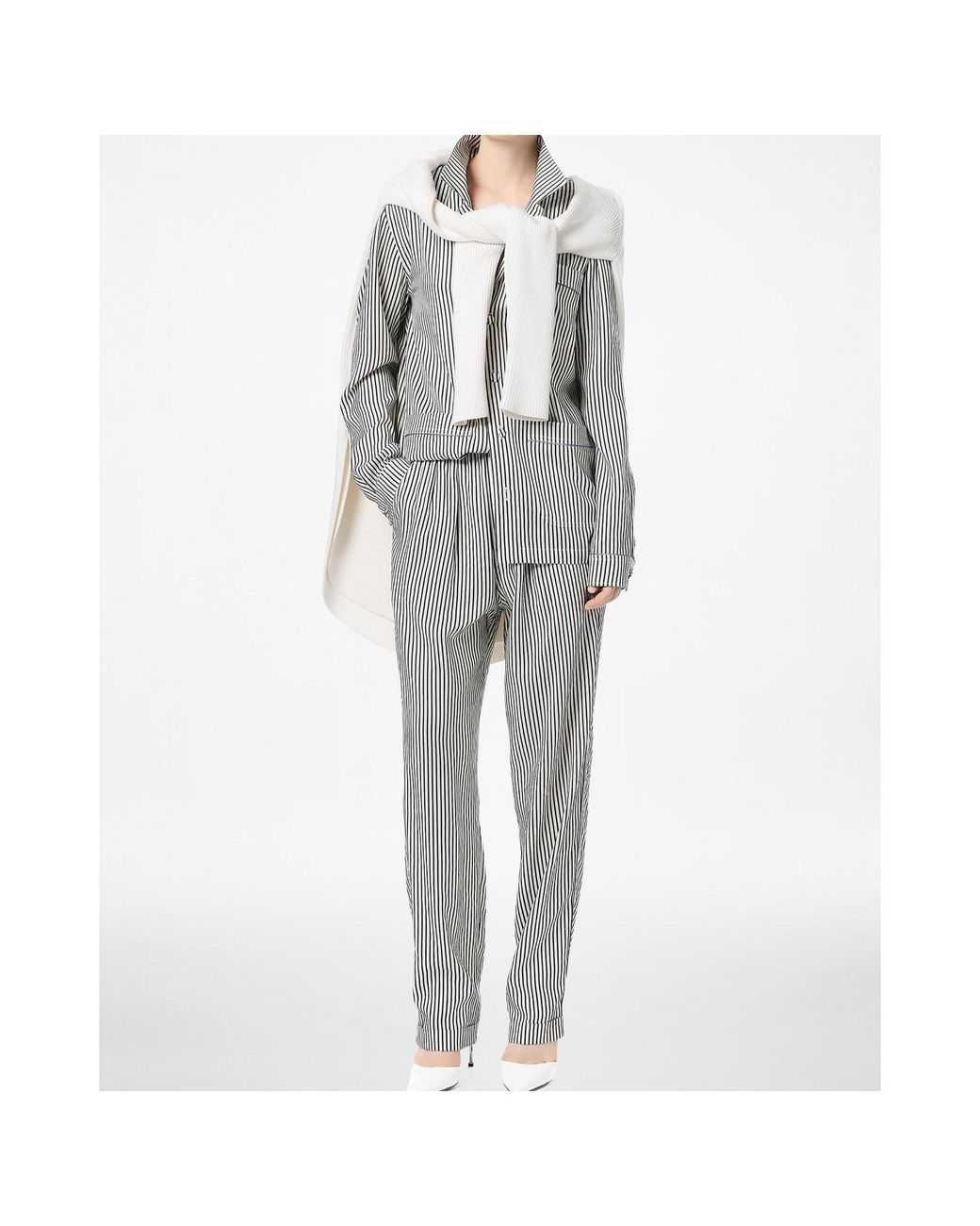 Tom Ford Gray Striped Turn-Up Hem Trousers