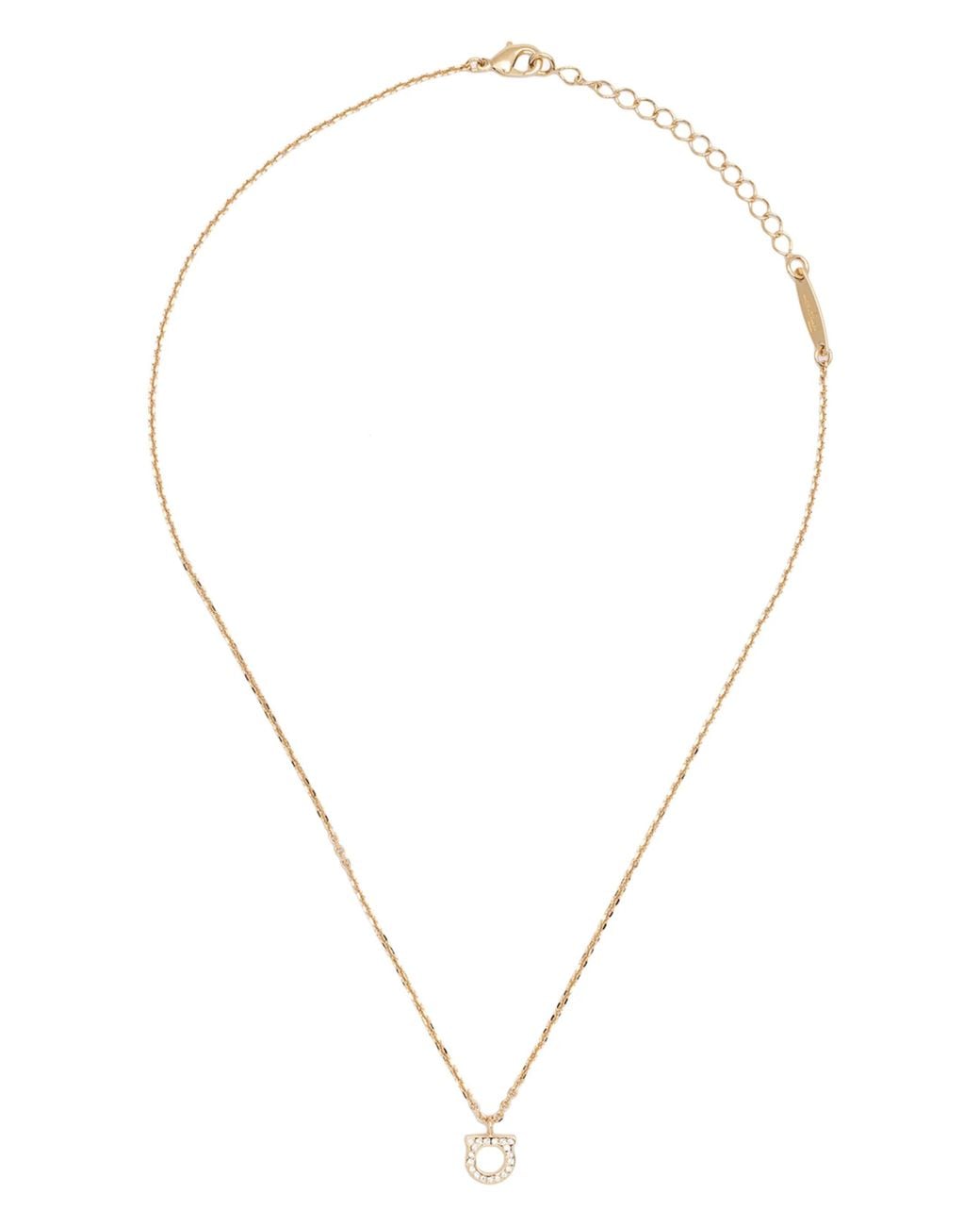 Ferragamo White Crystal-Embellished Gancini Necklace