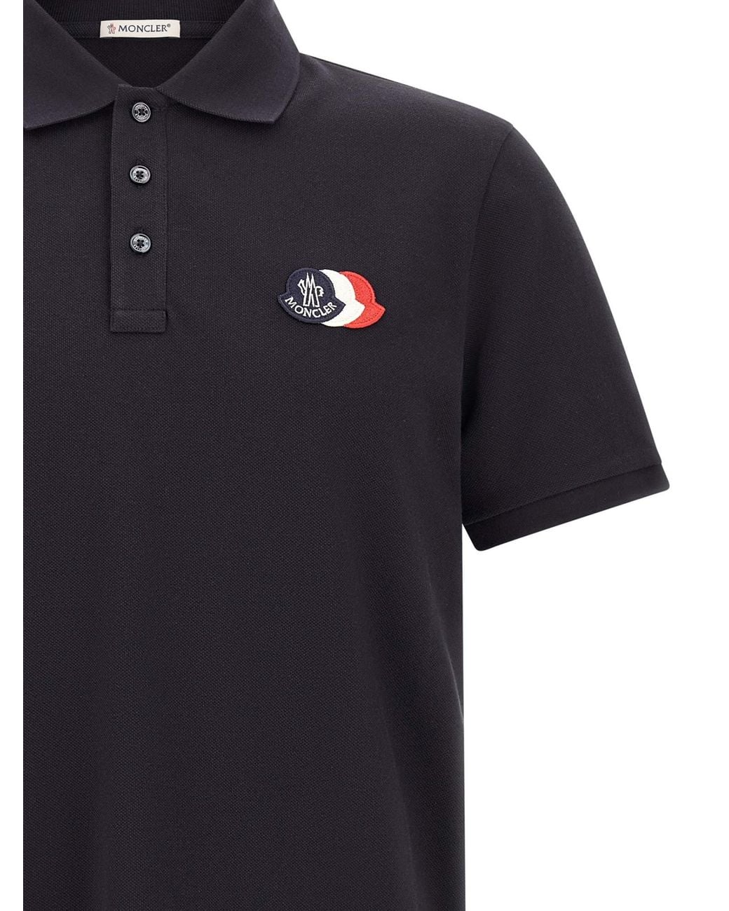 Moncler Blue Short-Sleeved Polo Shirt for men