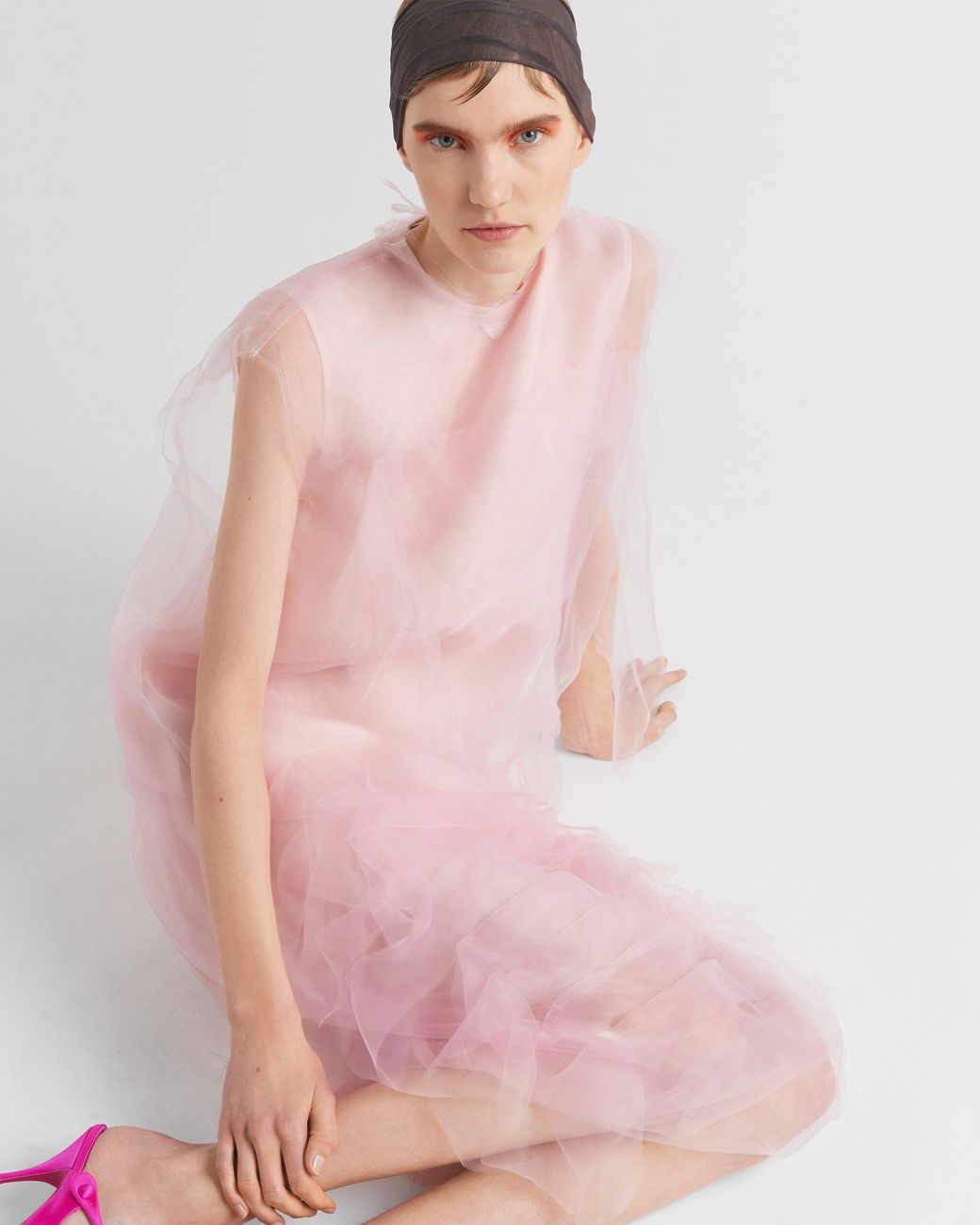 Prada Pink Sleeveless Technical Voile Dress