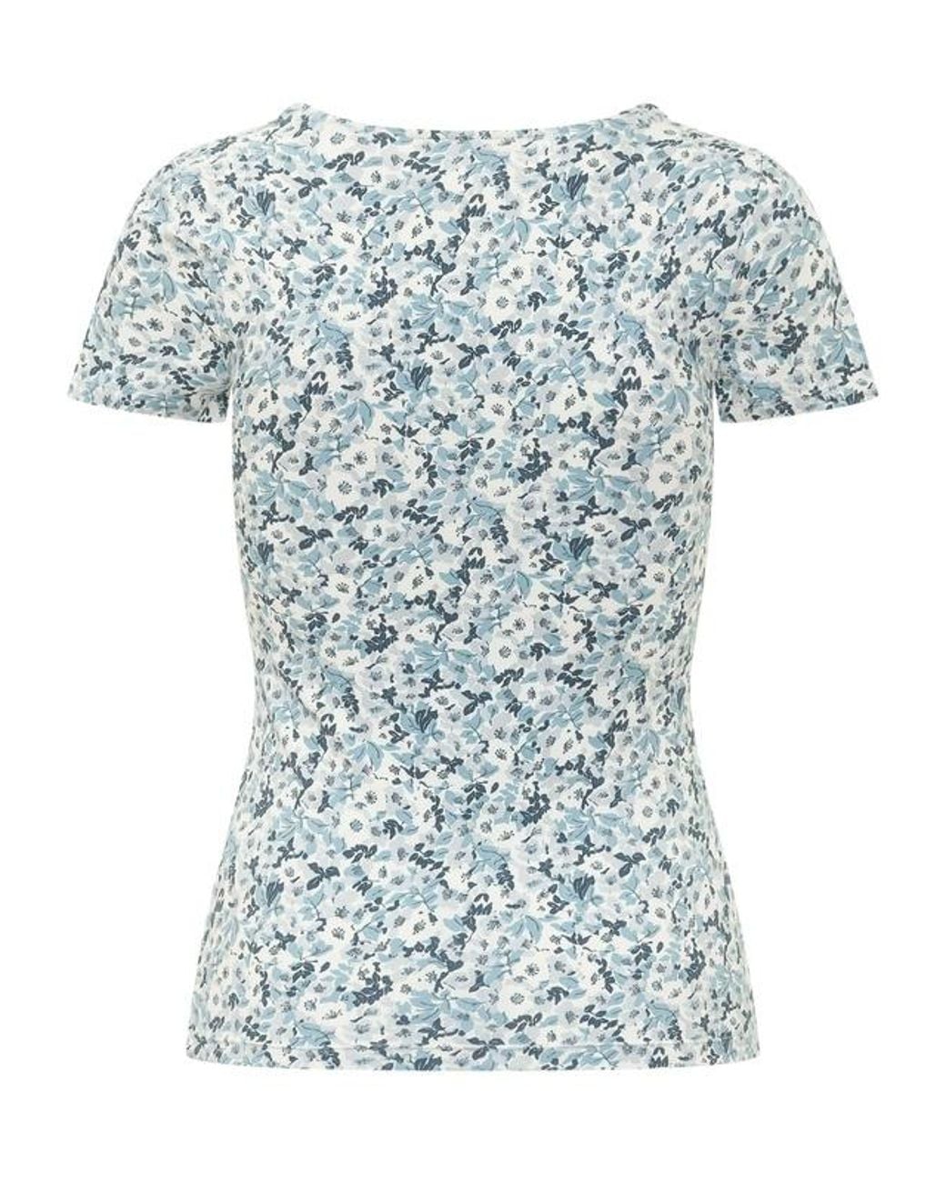 Ralph Lauren Blue Lauren Floral Short-Sleeve Knitted Top